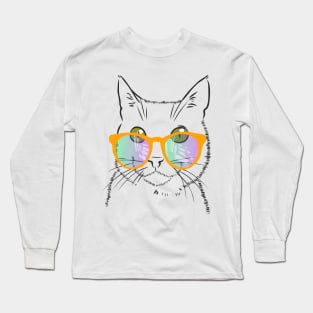 cute cat with beautiful glasses Long Sleeve T-Shirt